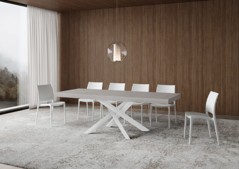 Tavolo allungabile 140/244x90 cm Volantis Premium cashmere gambe bianche - immagine 3