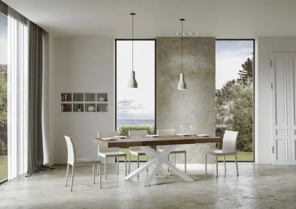 Tavolo allungabile 140/244x90 cm Volantis Premium noce gambe bianche - foto 4