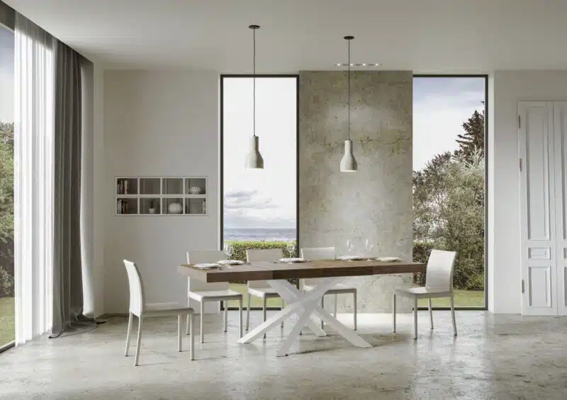 Tavolo allungabile 140/244x90 cm Volantis Premium noce gambe bianche - foto 4