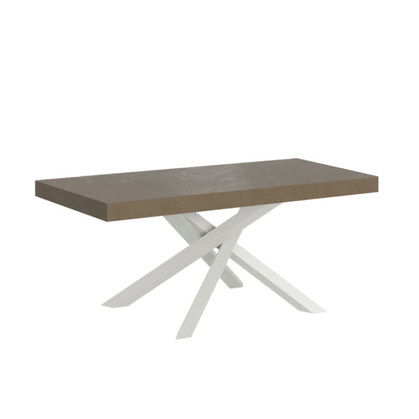 Tavolo allungabile 120/224x90 cm Volantis Premium tortora gambe bianche