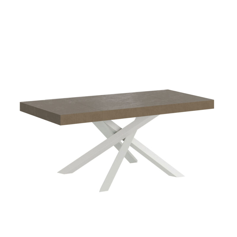 Tavolo allungabile 140/244x90 cm Volantis Premium tortora gambe bianche