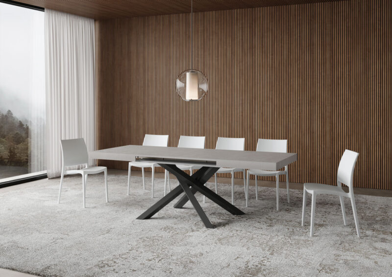 Tavolo allungabile 140/244x90 cm Volantis cashmere gambe antracite - immagine 4