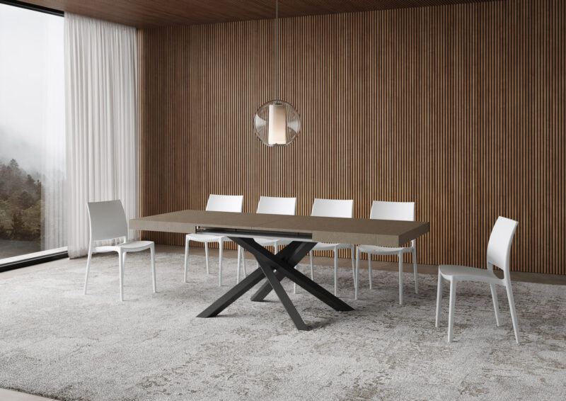 Tavolo allungabile 140/244x90 cm Volantis tortora gambe antracite - immagine 4