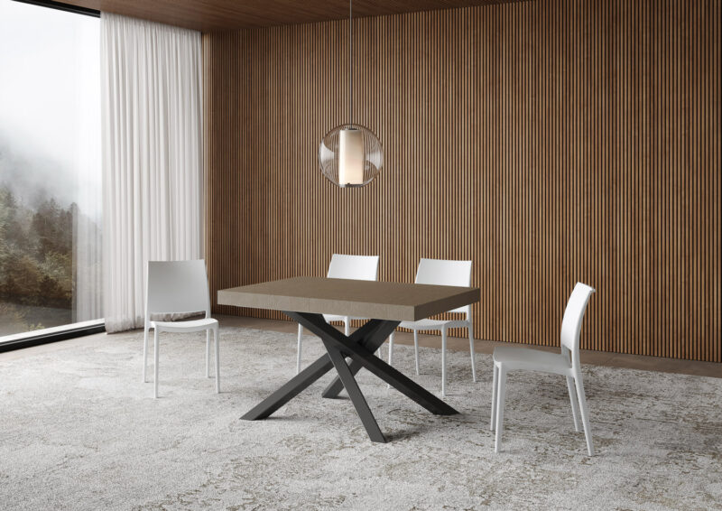 Tavolo allungabile 140/244x90 cm Volantis tortora gambe antracite - immagine 3