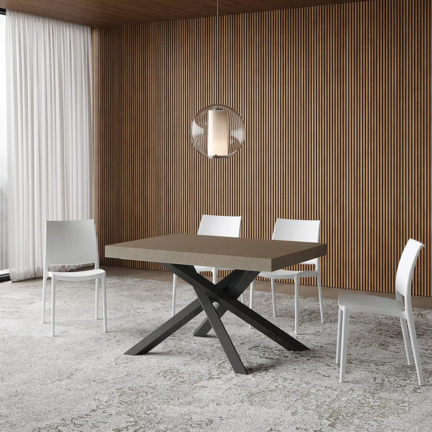 Tavolo allungabile 120/224x90 cm Volantis tortora gambe antracite - immagine 2