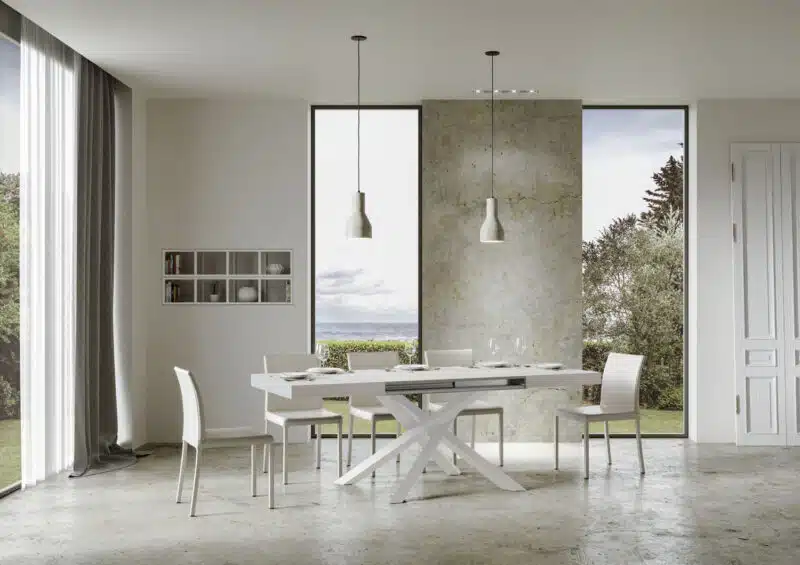 Tavolo allungabile 120/224x90 cm Volantis bianco frassino gambe bianche - foto 4