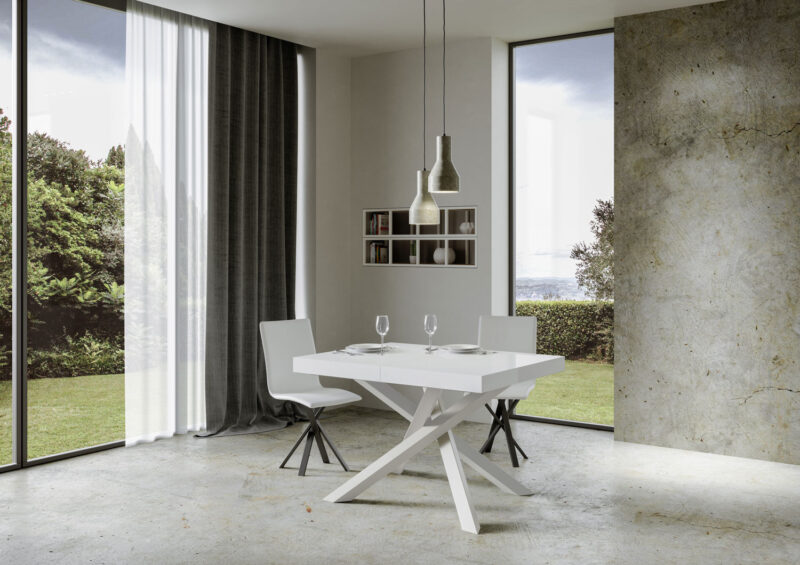 Tavolo allungabile 140/244x90 cm Volantis bianco frassino gambe bianche - immagine 3