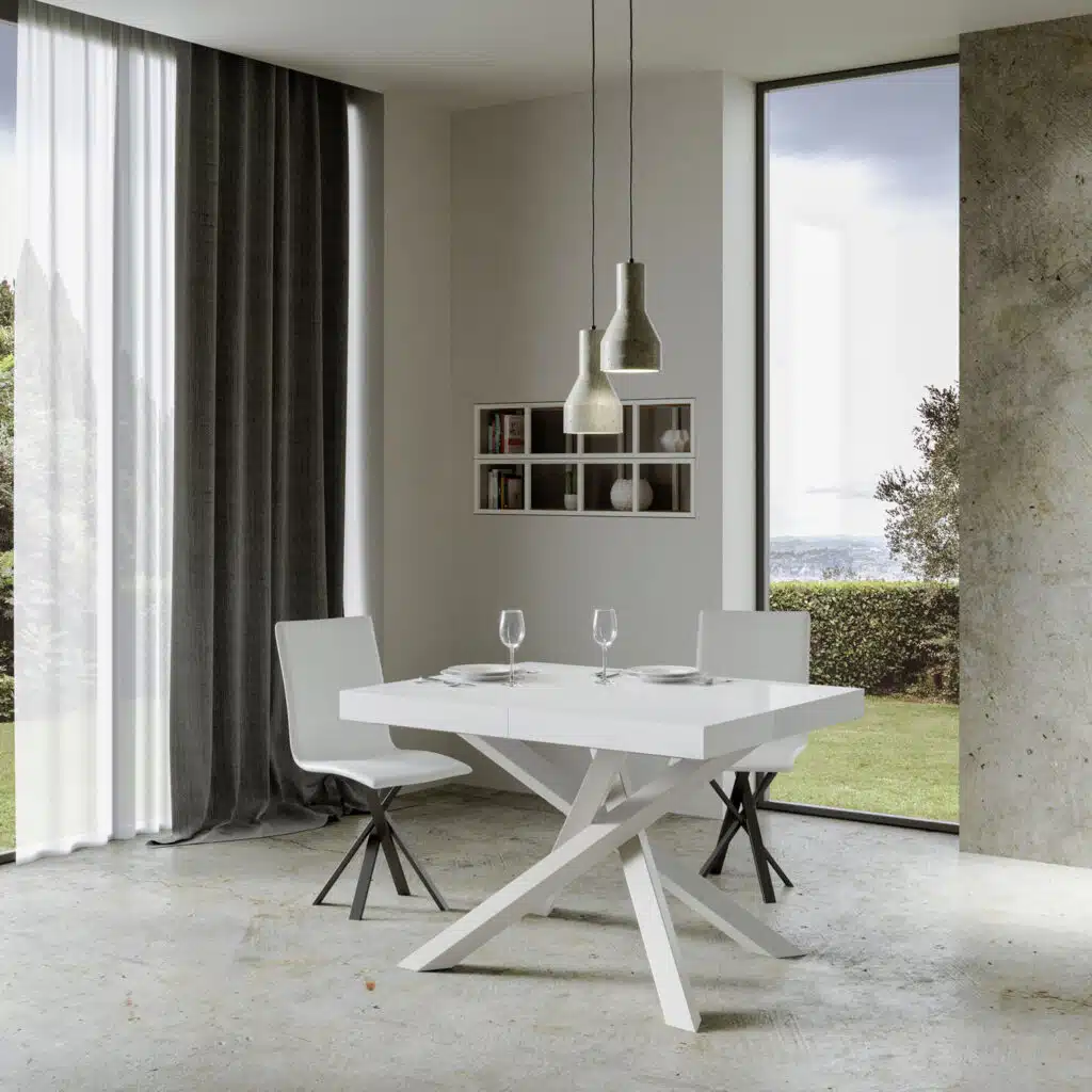 Tavolo allungabile 120/224x90 cm Volantis bianco frassino gambe bianche - foto 2