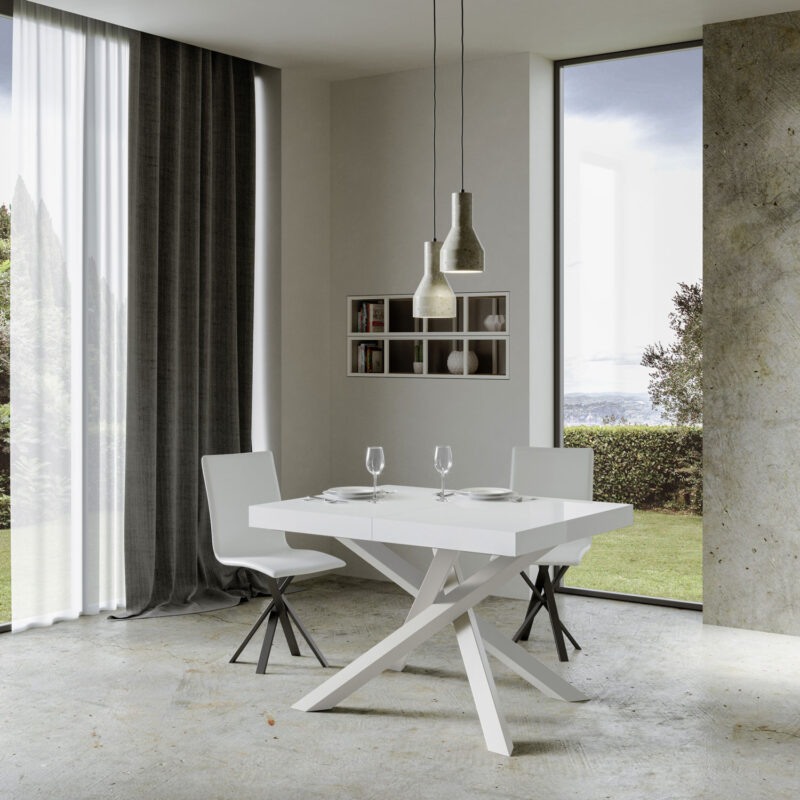 Tavolo allungabile 140/244x90 cm Volantis bianco frassino gambe bianche - immagine 2