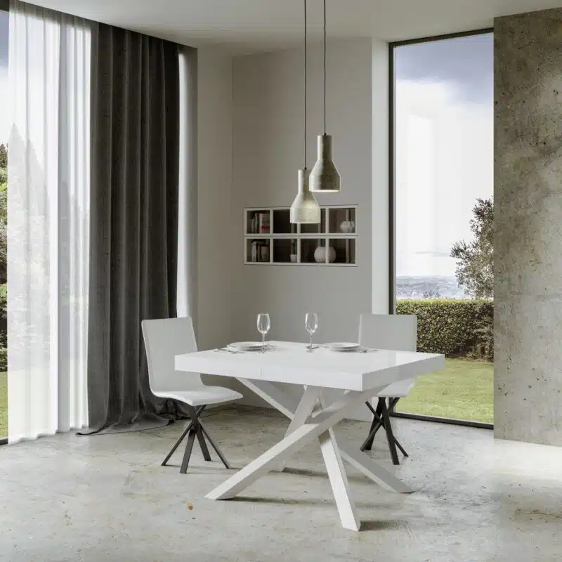 Tavolo allungabile 120/224x90 cm Volantis bianco frassino gambe bianche - foto 2