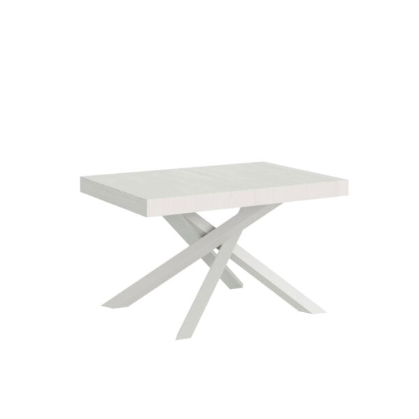 Tavolo allungabile 120/224x90 cm Volantis bianco frassino gambe bianche