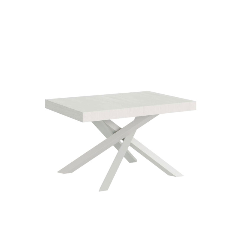 Tavolo allungabile 140/244x90 cm Volantis bianco frassino gambe bianche