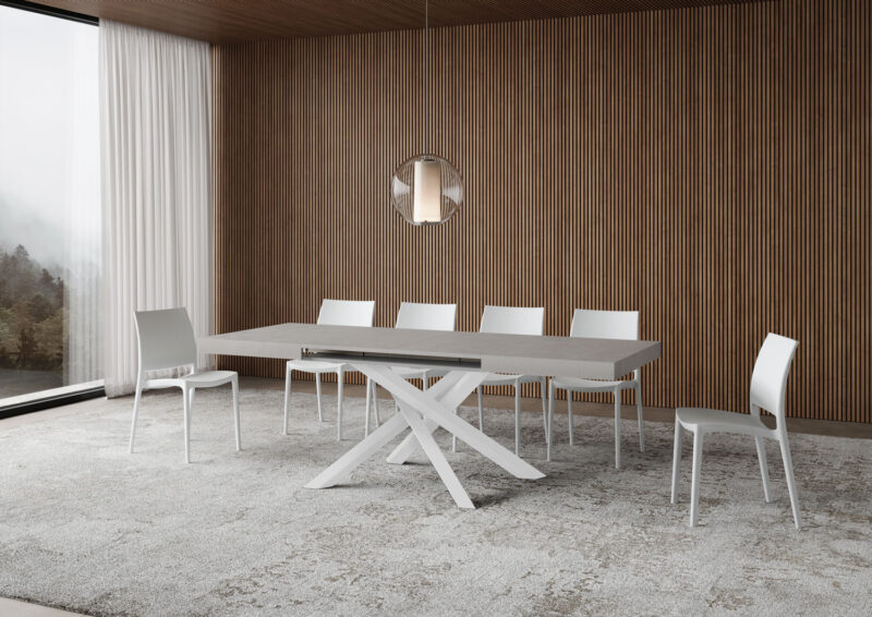 Tavolo allungabile 140/244x90 cm Volantis cashmere gambe bianche - immagine 3