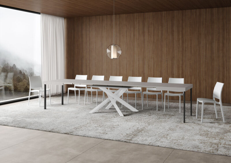 Tavolo allungabile 120/380x90 cm Volantis cashmere gambe bianche - immagine 4