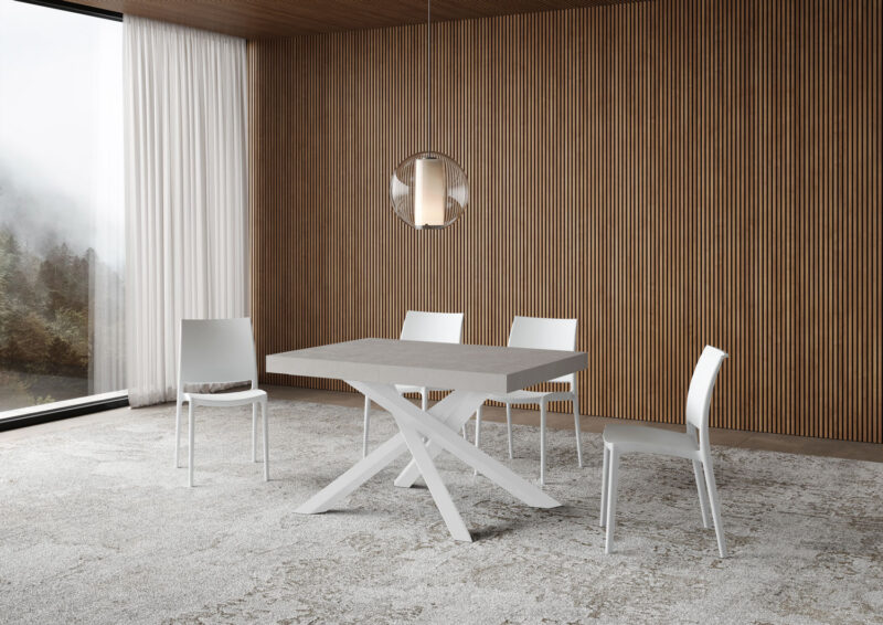 Tavolo allungabile 140/244x90 cm Volantis cashmere gambe bianche - immagine 2