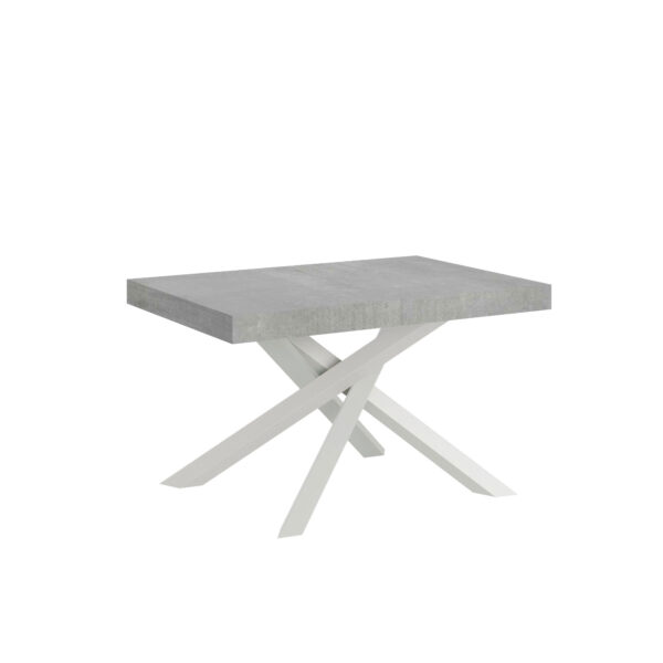 Tavolo allungabile 120/224x90 cm Volantis cemento gambe bianche