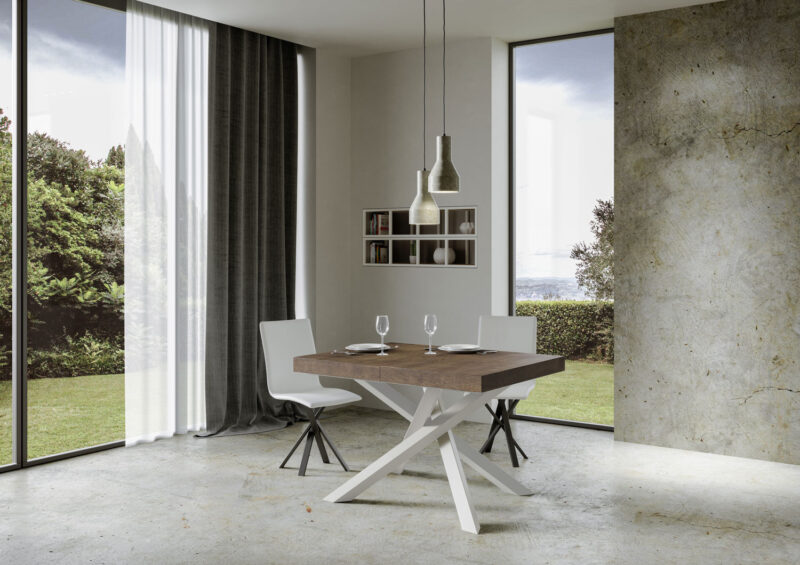 Tavolo allungabile 130/234x90 cm Volantis noce gambe bianche - immagine 3