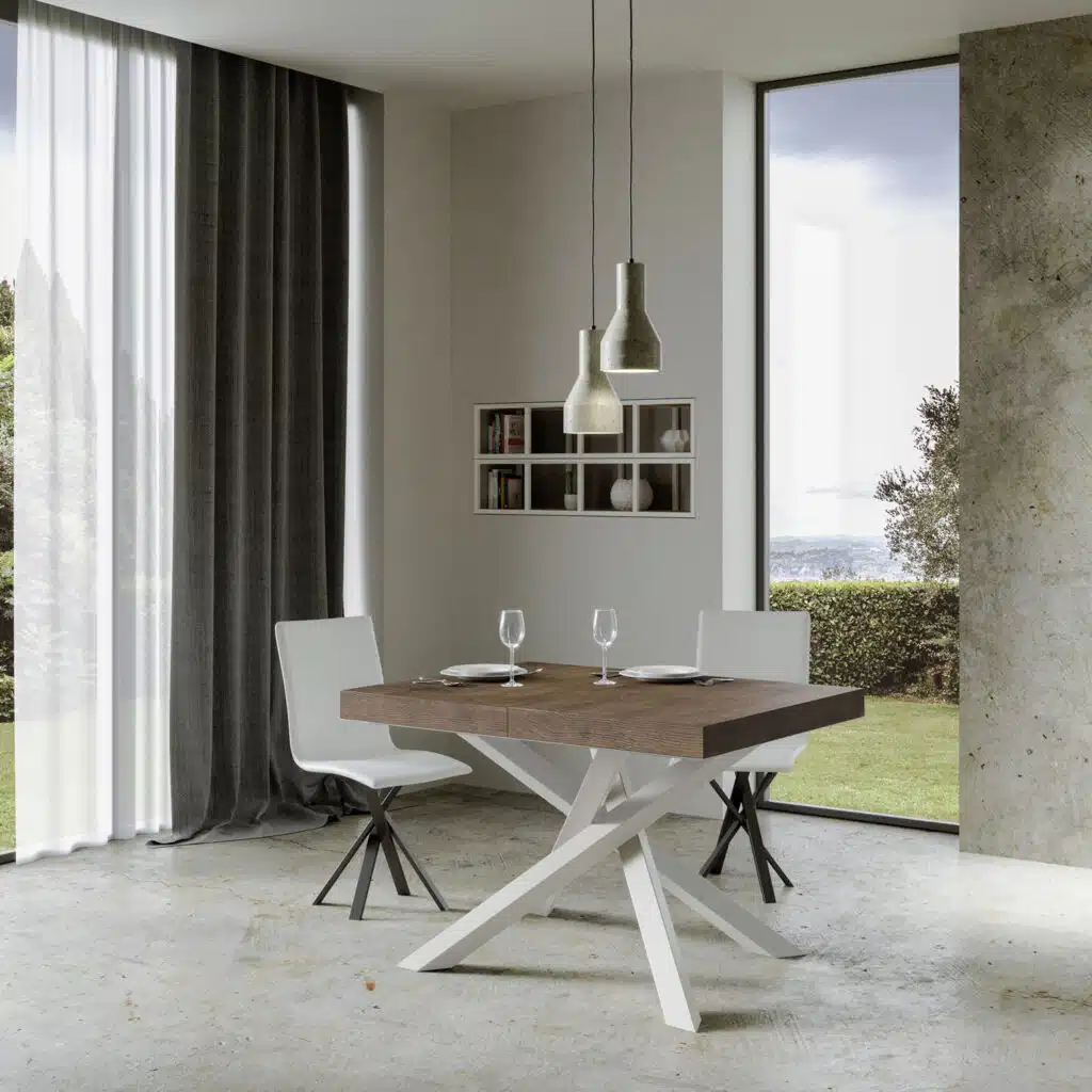 Tavolo allungabile 130/390x90 cm Volantis noce gambe bianche - foto 2