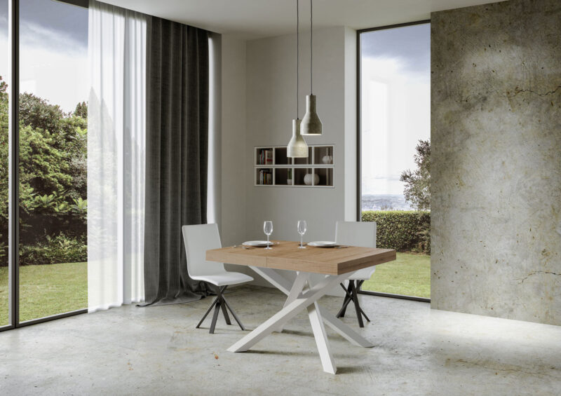 Tavolo allungabile 120/224x90 cm Volantis quercia natura gambe bianche - immagine 3