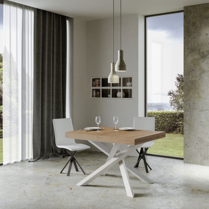 Tavolo allungabile 120/224x90 cm Volantis quercia natura gambe bianche - immagine 2