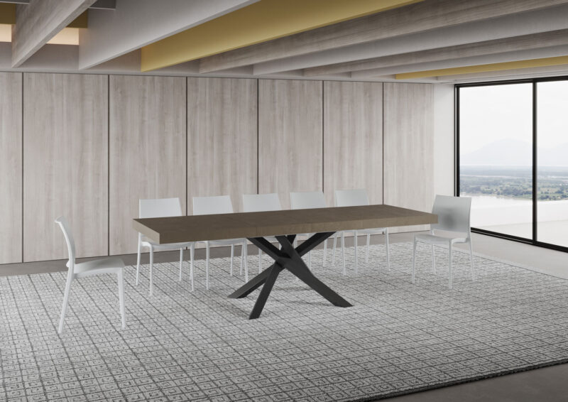 Tavolo allungabile 160/264x90 cm Volantis Premium tortora gambe antracite - immagine 4