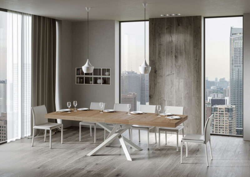 Tavolo allungabile 160/264x90 cm Volantis Premium quercia natura gambe bianche - immagine 4