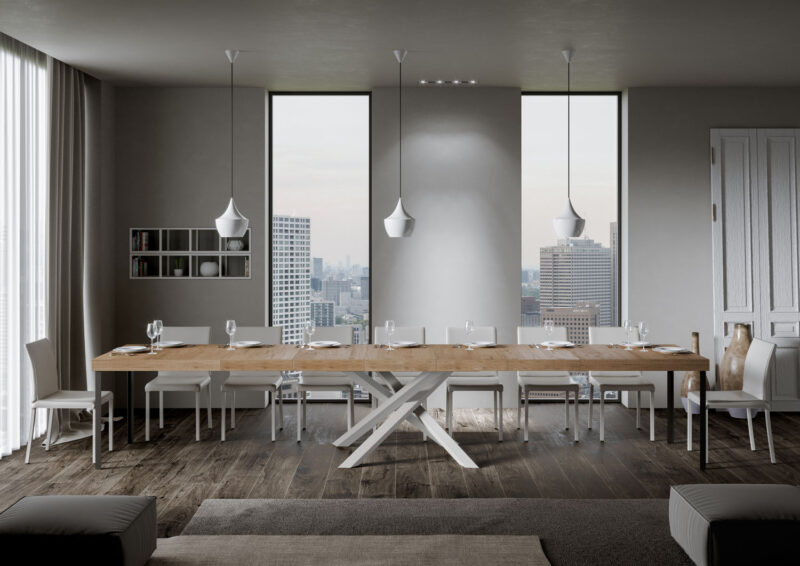 Tavolo allungabile 160/420x90 cm Volantis Premium quercia natura gambe bianche - immagine 5