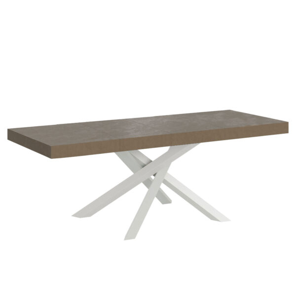 Tavolo allungabile 160/264x90 cm Volantis Premium tortora gambe bianche