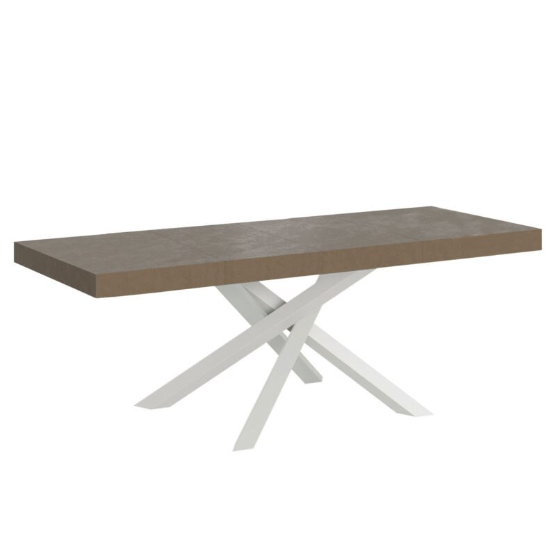 Tavolo allungabile 160/264x90 cm Volantis Premium tortora gambe bianche