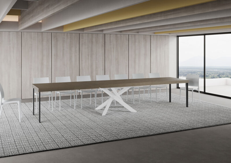 Tavolo allungabile 160/420x90 cm Volantis Premium tortora gambe bianche - immagine 4