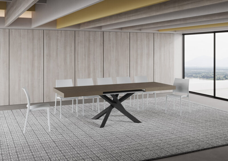 Tavolo allungabile 160/264x90 cm Volantis tortora gambe antracite - immagine 4