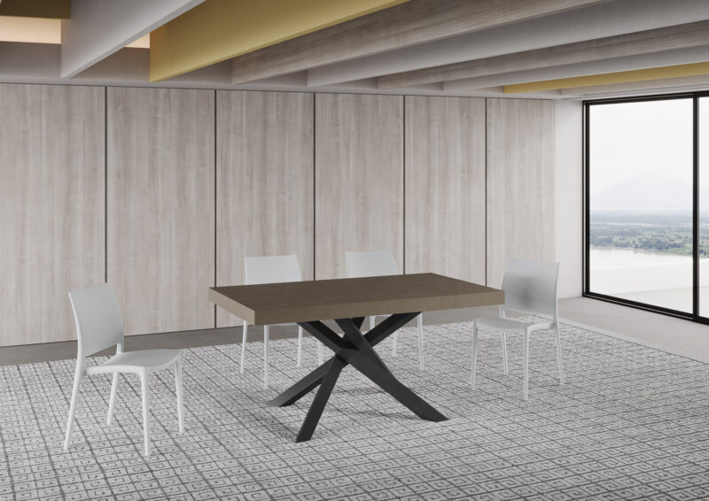 Tavolo allungabile 160/264x90 cm Volantis tortora gambe antracite - immagine 3