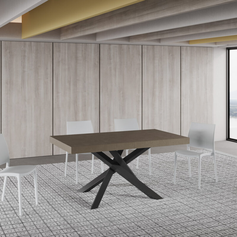 Tavolo allungabile 160/264x90 cm Volantis tortora gambe antracite - immagine 2