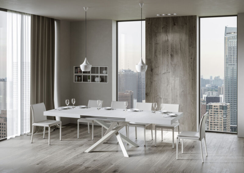 Tavolo allungabile 180/284x90 cm Volantis bianco frassino gambe bianche - immagine 4