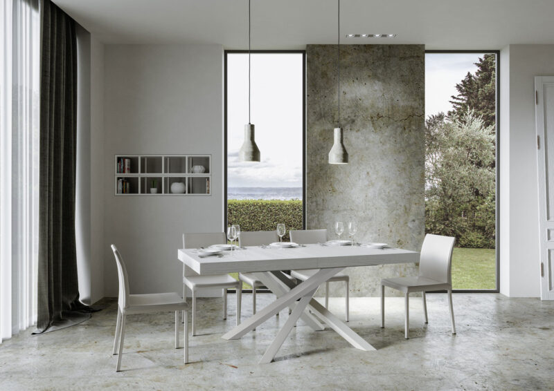 Tavolo allungabile 180/284x90 cm Volantis bianco frassino gambe bianche - immagine 3