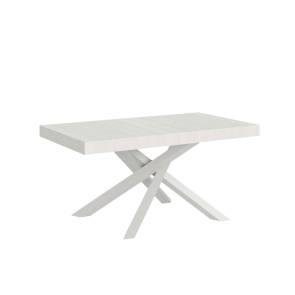 Tavolo allungabile 160/264x90 cm Volantis bianco frassino gambe bianche
