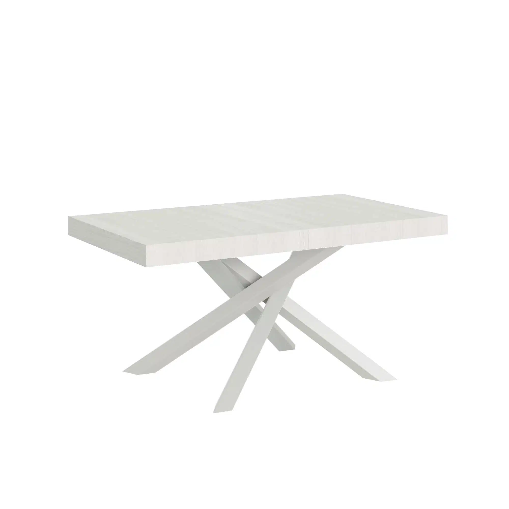 Tavolo allungabile 160/420x90 cm Volantis Premium bianco frassino gambe bianche