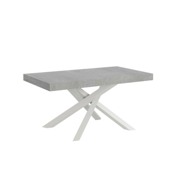Tavolo allungabile 160/264x90 cm Volantis cemento gambe bianche