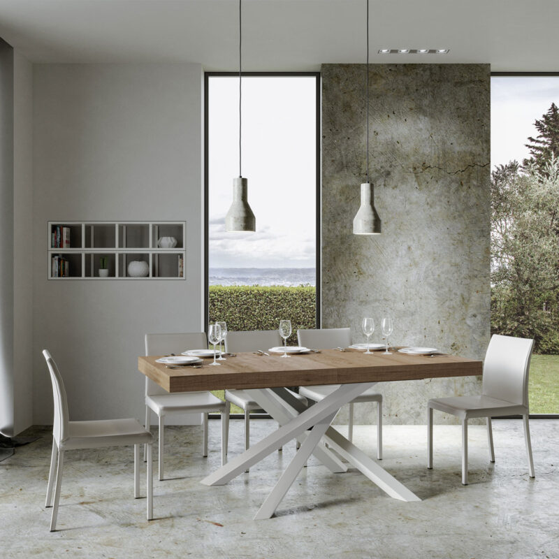 Tavolo allungabile 160/264x90 cm Volantis quercia natura gambe bianche - immagine 2