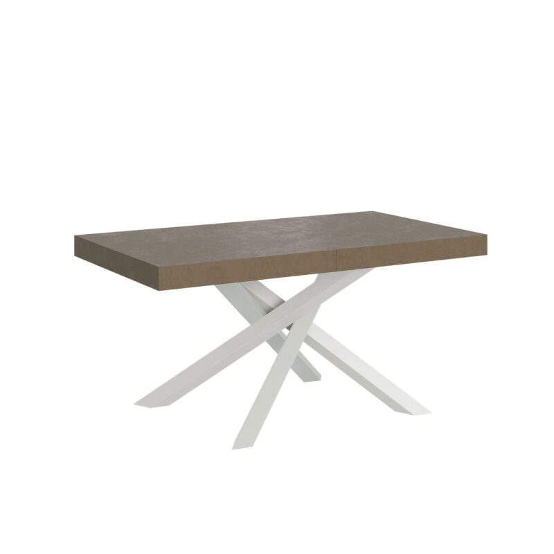 Tavolo allungabile 160/264x90 cm Volantis tortora gambe bianche