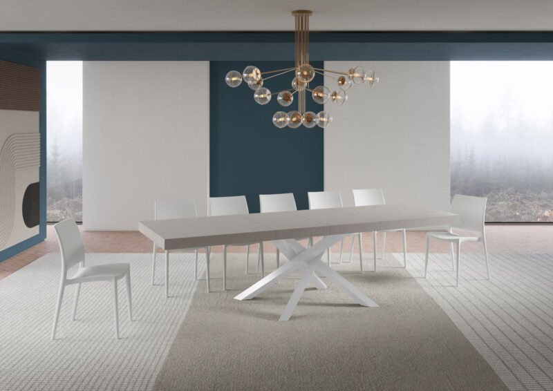 Tavolo allungabile 180/284x90 cm Volantis Premium cashmere gambe bianche - immagine 3
