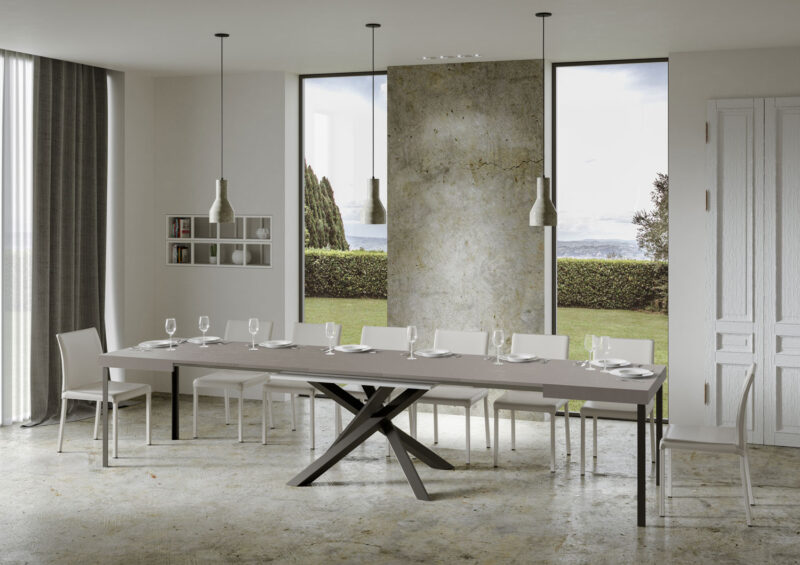 Tavolo allungabile 200/460x90 cm Volantis cashmere gambe antracite - immagine 5