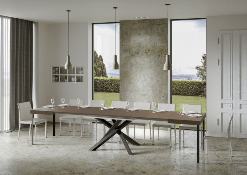 Tavolo allungabile 200/460x90 cm Volantis tortora gambe antracite - immagine 5