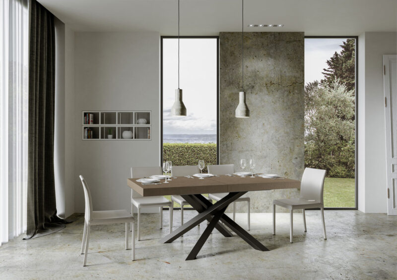 Tavolo allungabile 180/284x90 cm Volantis tortora gambe antracite - immagine 3