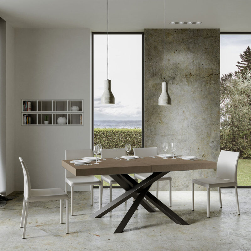 Tavolo allungabile 180/284x90 cm Volantis tortora gambe antracite - immagine 2