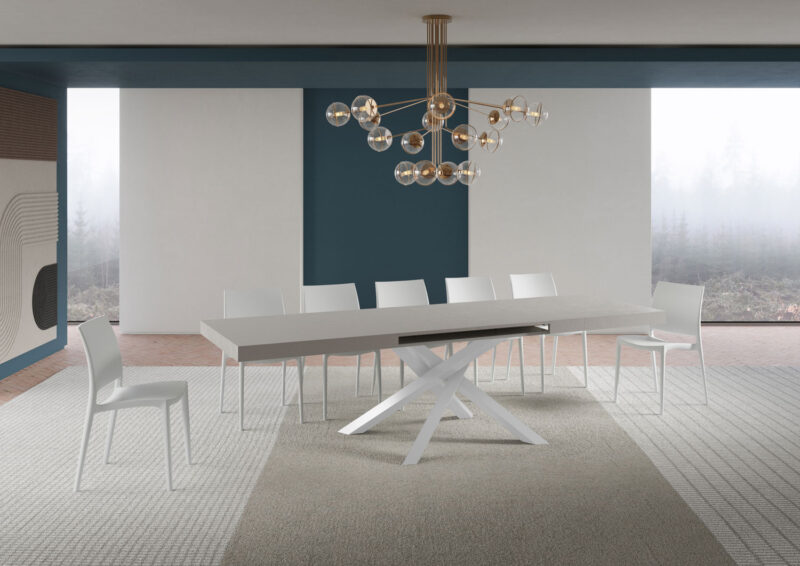 Tavolo allungabile 180/284x90 cm Volantis cashmere gambe bianche - immagine 3
