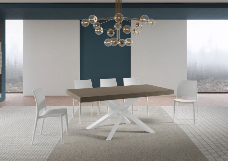 Tavolo allungabile 180/284x90 cm Volantis tortora gambe bianche - immagine 2