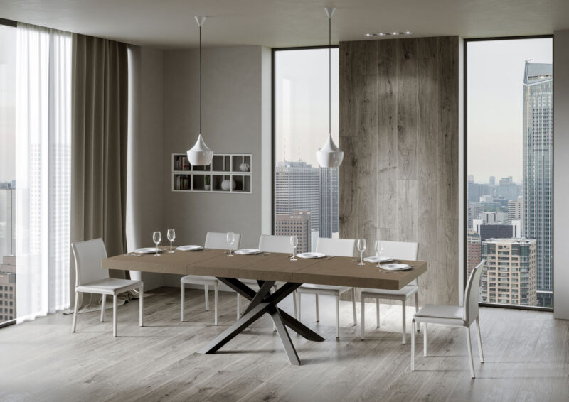 Tavolo allungabile 200/304x90 cm Volantis Premium tortora gambe antracite - immagine 4
