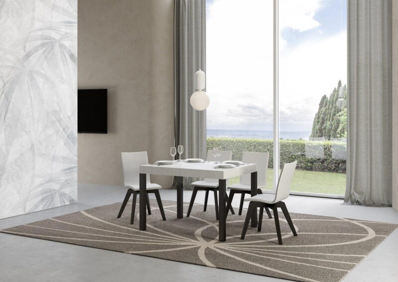 Tavolo allungabile 110/194x70 cm Everyday bianco frassino gambe antracite - immagine 2