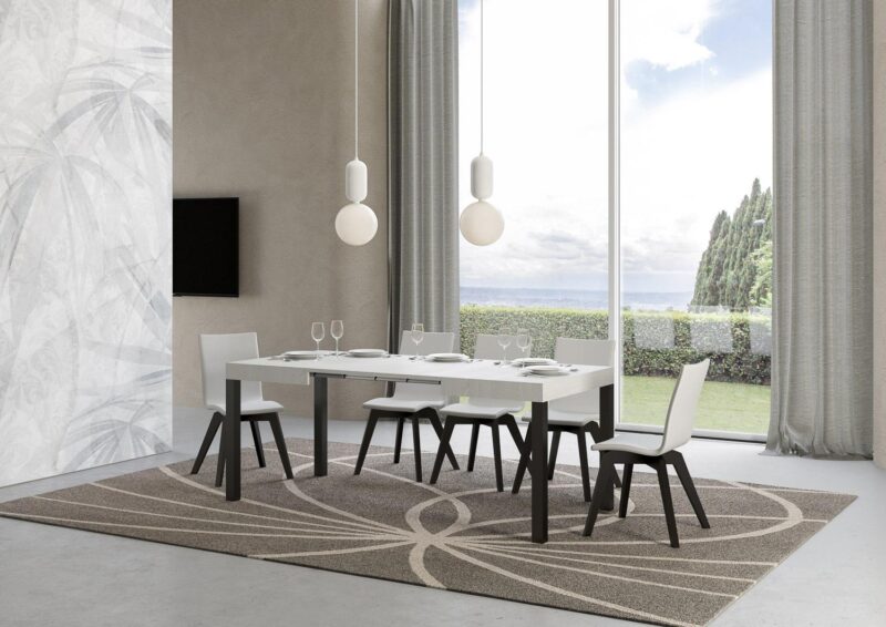 Tavolo allungabile 110/194x70 cm Everyday bianco frassino gambe antracite - immagine 3